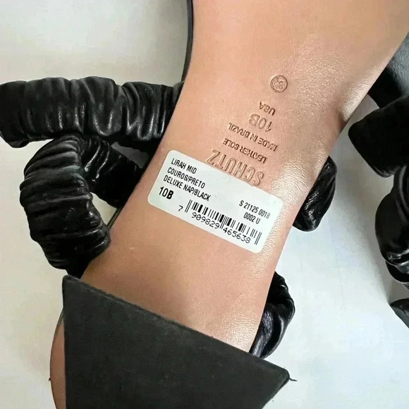 Schutz Lirah Mid Leather Triangle Heel Sandals - Picture 10 of 10